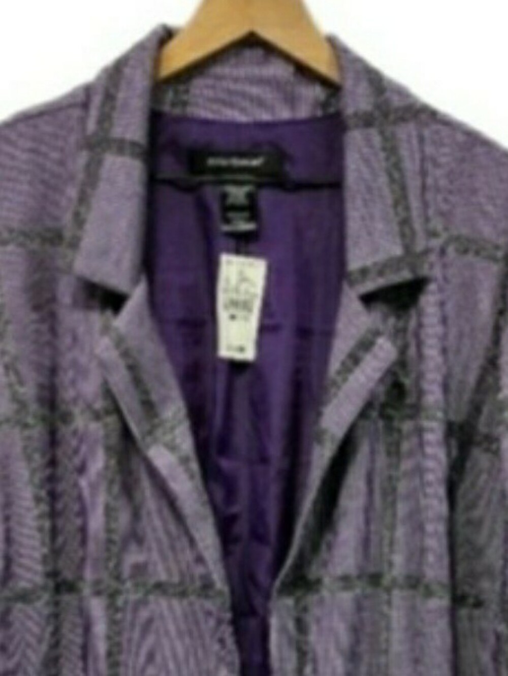 Ashley Stewart Purple Check Trench Coat, Size 24